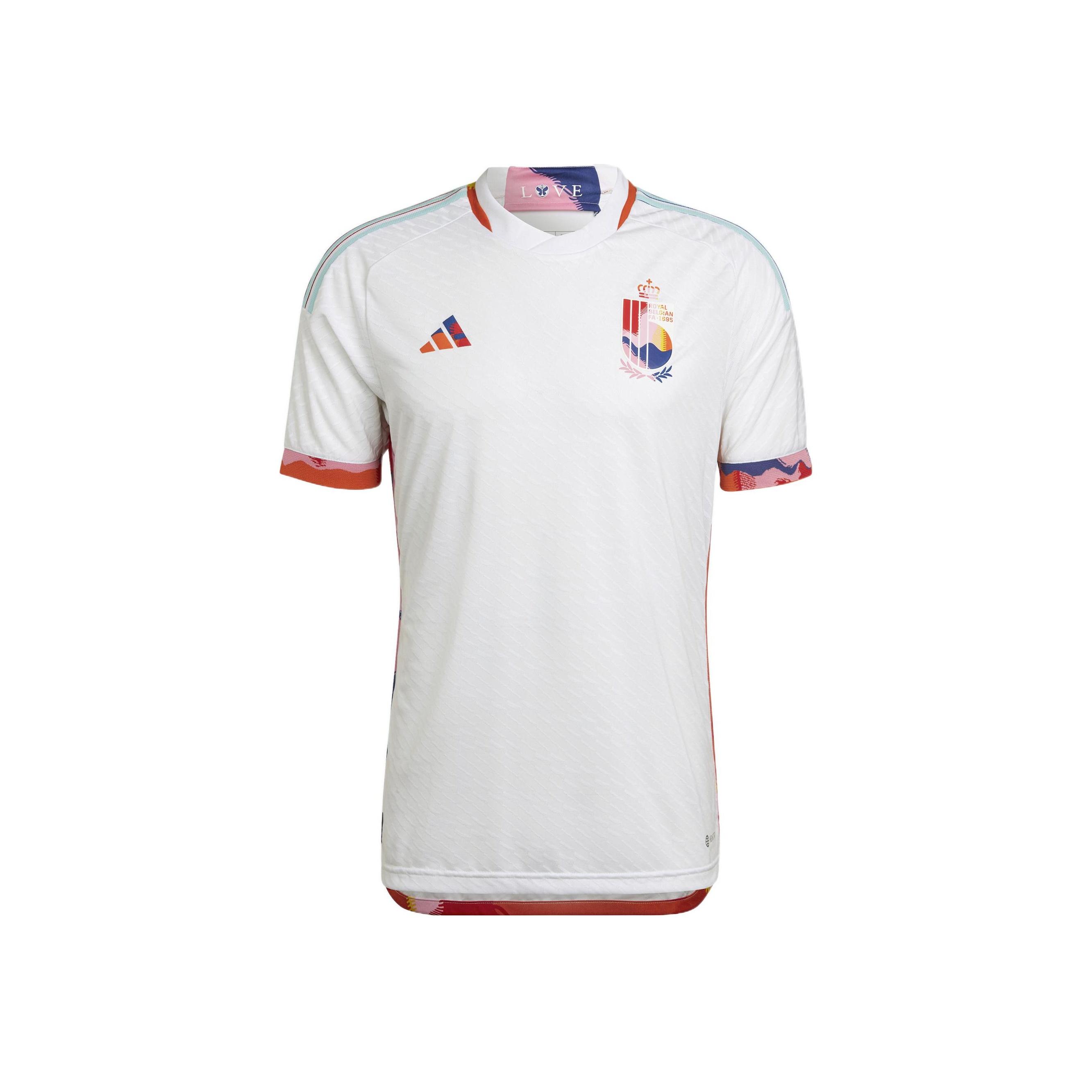 

Adidas 2022 Qatar World Cup Badge Print с коротким рукавом Футбольная майка Версия игрока сборной Бельгии Мужские топы белые HD9416 S