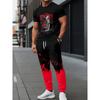 Summer New Men's Short-Sleeved Long Pants Set with 3D Letter Pattern Printing - Street Casual Fashion Soft and Comfortable