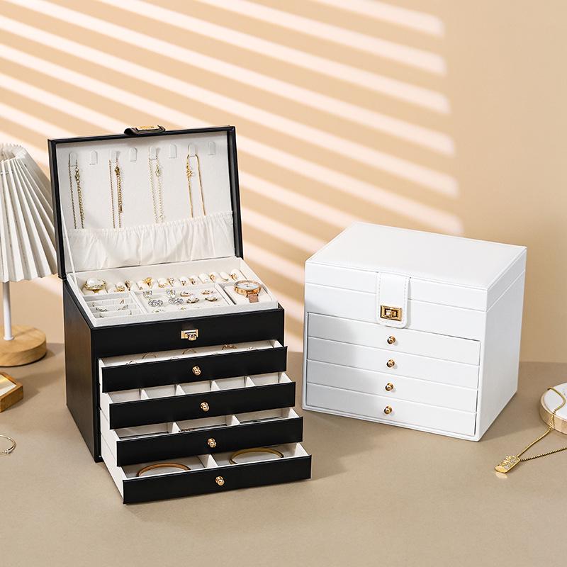 Premium Three-Layer Jewelry Organizer with Drawers for Necklaces, Earrings, Accessories, and Gold - Large Capacity Storage