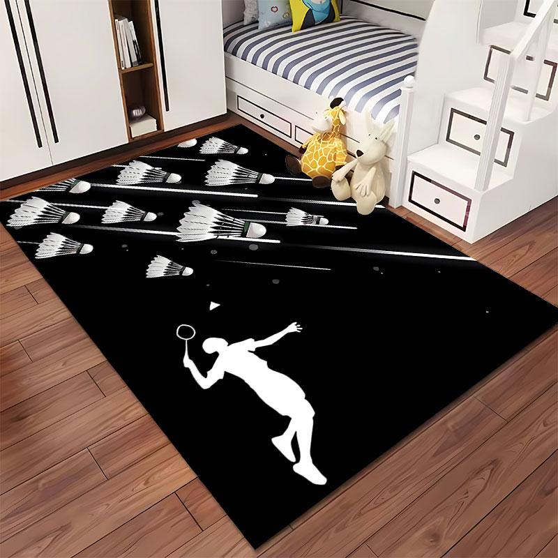Badminton Player Silhouette Carpet Suitable As a Non-slip Mat for the Living Room or Bedroom Sofa