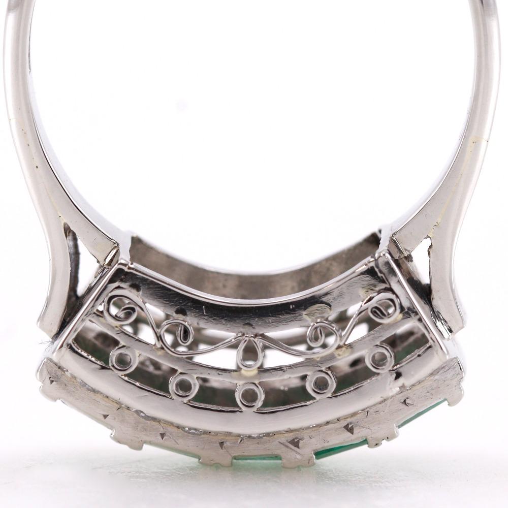 One Character Ring Pt900Platinum/Emerald/diamond #8.0(US Size) One Character 6.5g Women Used