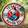Vintage Texaco Motor Oil Retro Tin Sign Round Metal Wall Art Decor
