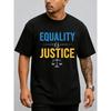 European Size Equality Is Justice Tee Mens Funny T Shirts Black Graphic Tees Short Regular Fit, Casual Wear for All Seasons