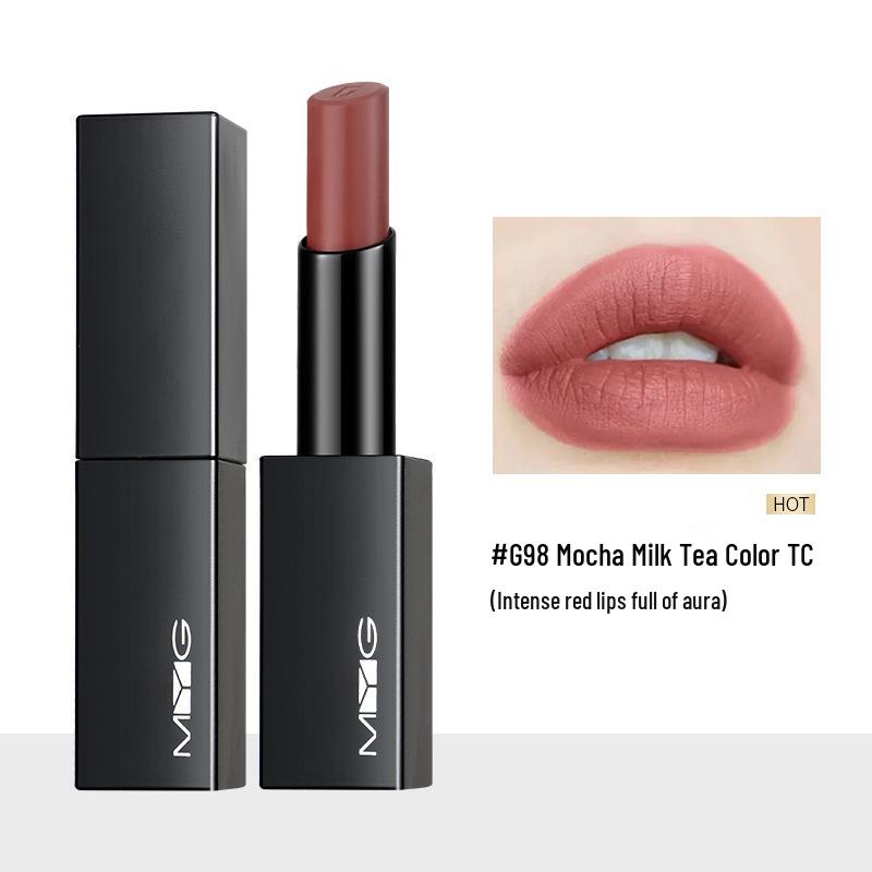 MYG Charm Magnetic Black Tube Lipstick: Moisturizing, Non-fading Earthy Tone In Dirty Orange Chocolate.