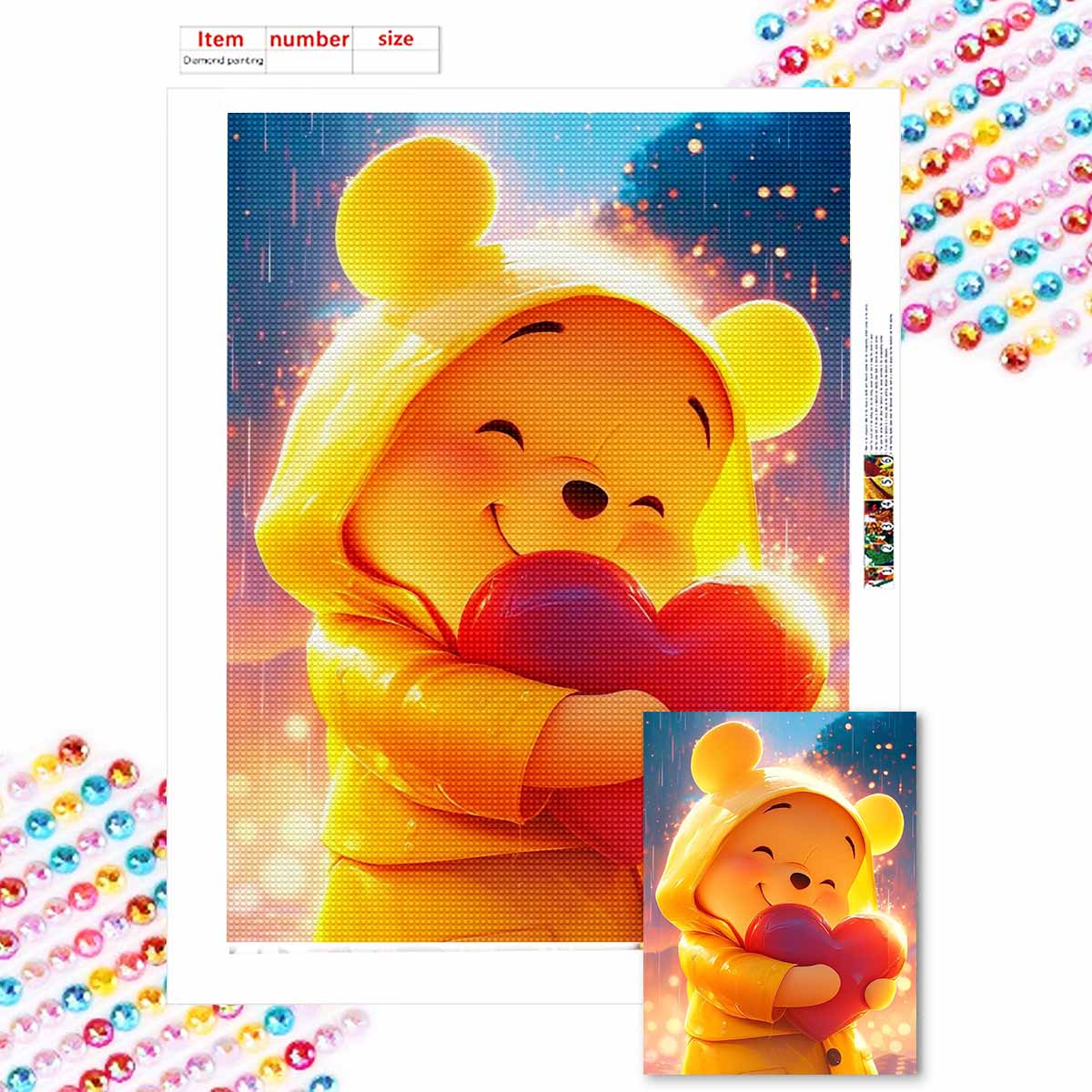 

Алмазная живопись своими руками Винни и Любовь Набор для вышивания крестом Мозаичное искусство Алмазная живопись Полный круг Алмаз Домашнее украшение Round 20x30cm