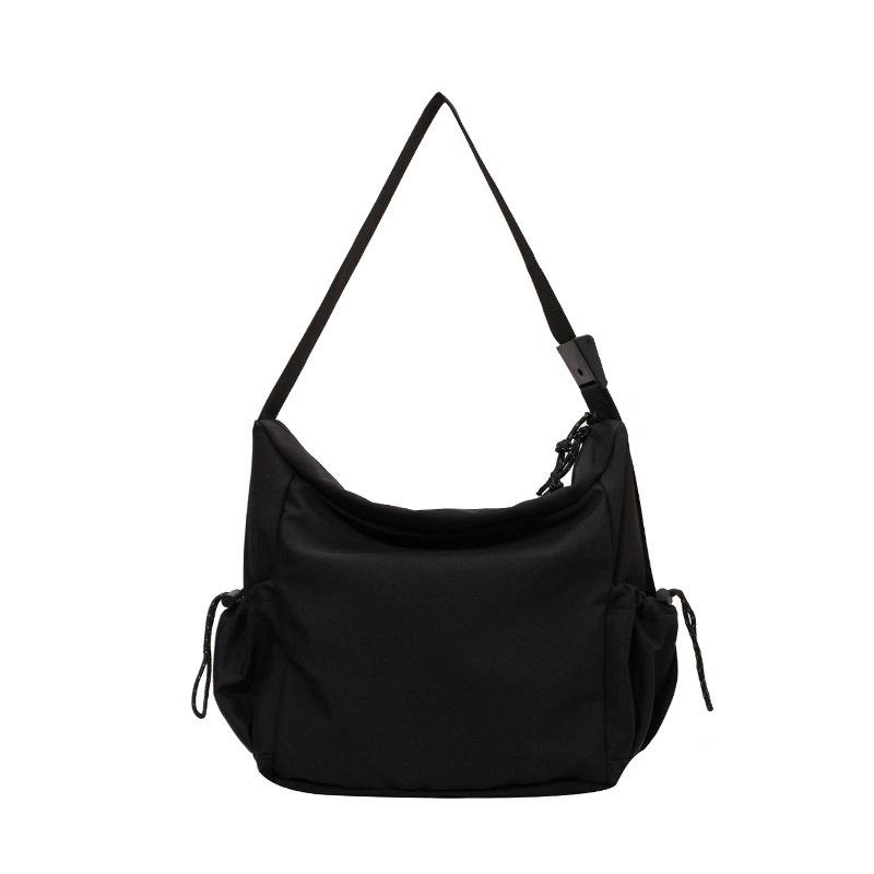 Lazy Wind Casual Large Capacity Simple Solid Color Shoulder Tote Bag Student Class Commute Travel Light Messenger Bag