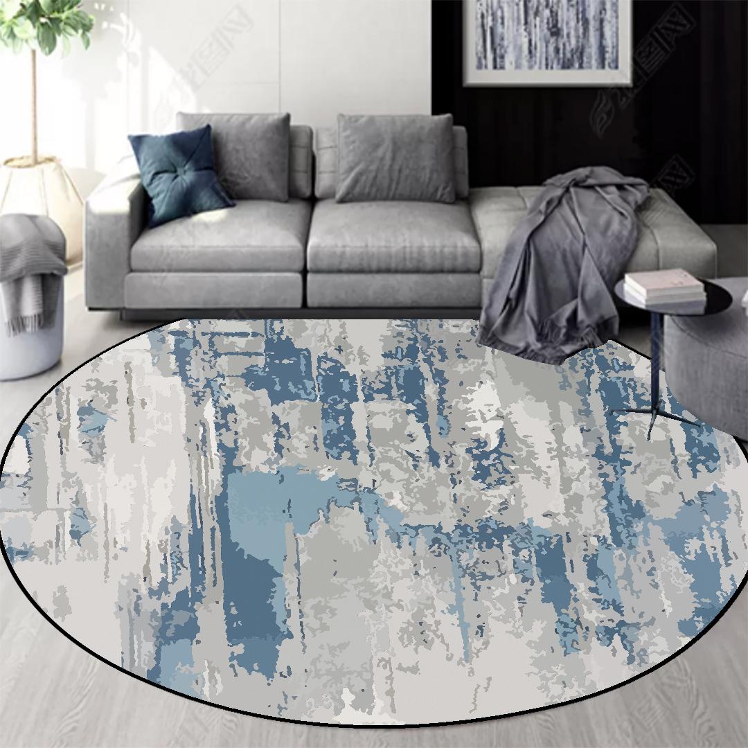 Modern Rond Groot Tapijt Woonkamer Abstract Licht Luxe Balkon Lounge Ruimte Kleden Slaapkamer Decor Garderobe Zachte Antislip Matten 100cm