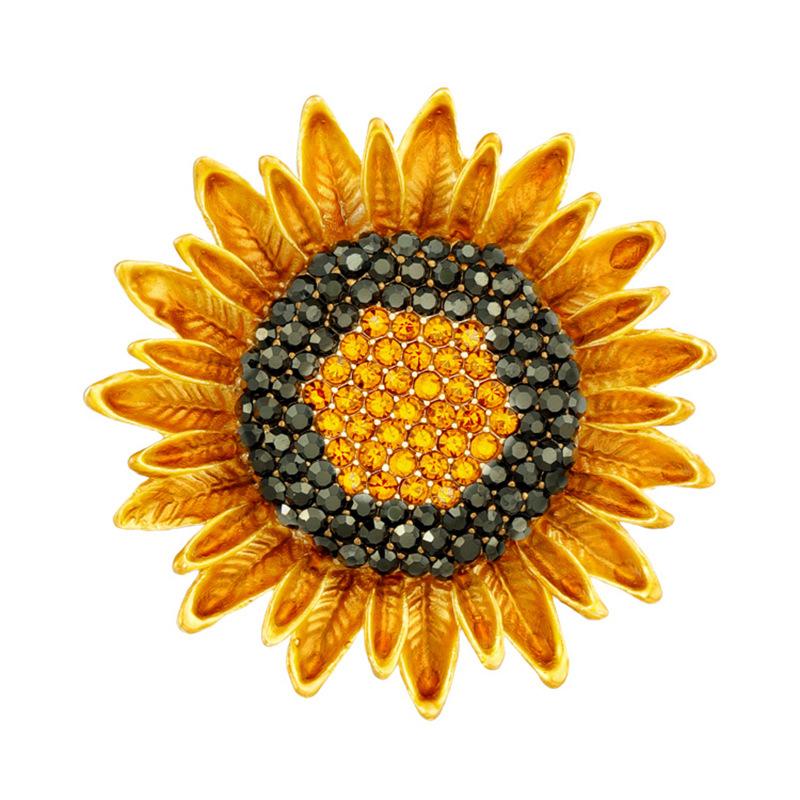 Winning The Championship with Diamond-encrusted Sunflower Brooch, High-end Sunflower Flower Brooch, and Elegant Plant Corsage