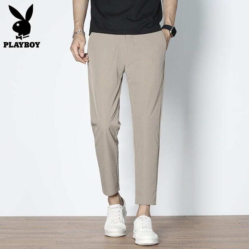 PLAYBOY Men s Ice Silk Cropped Straight-Leg Pants 32