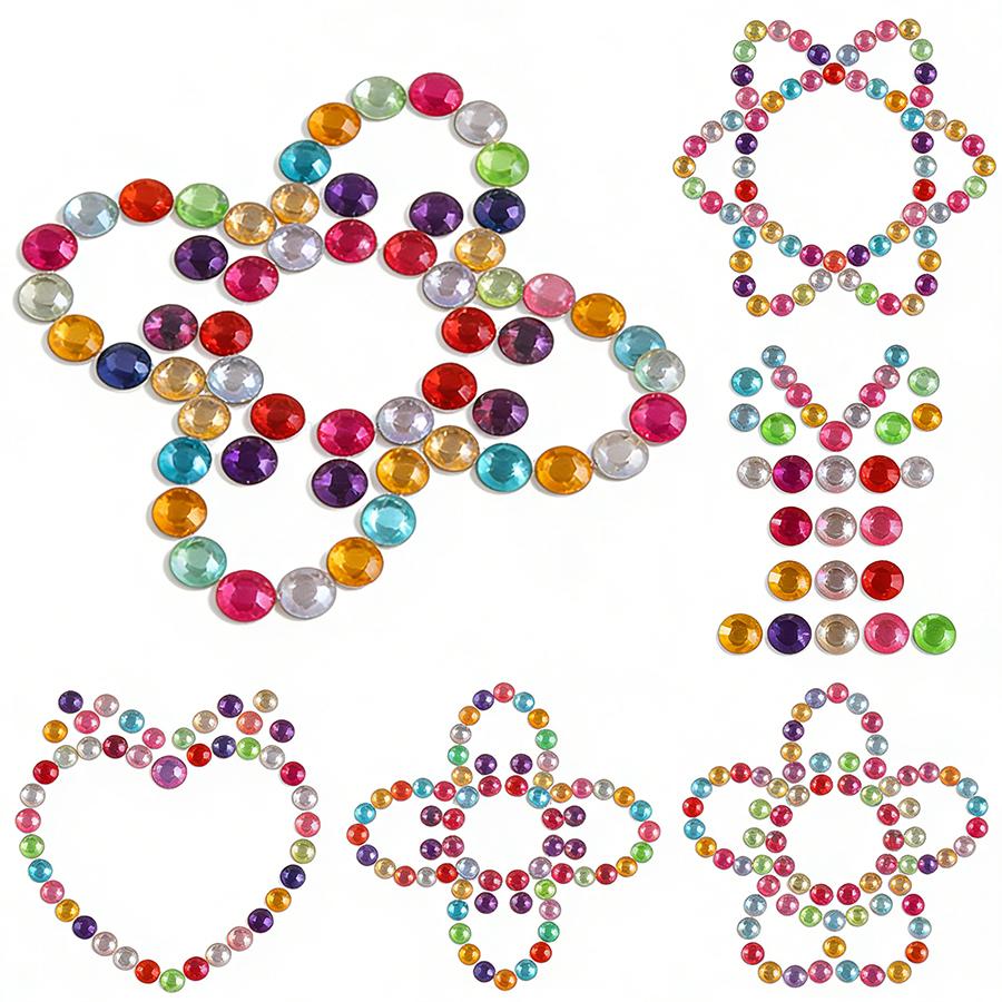 4 Sheets Bling Rhinestone Stickers Self-Adhesive - Round Crystal Gem Stickers for DIY Crafts, Makeup, Nail Art and Party Decor