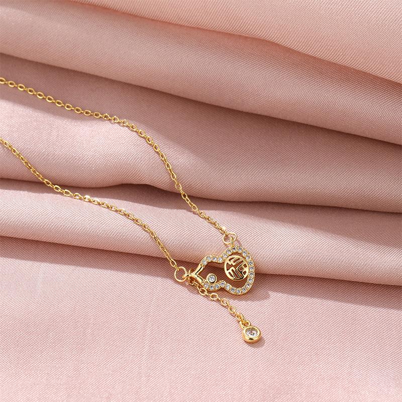 Tassel Gourd Necklace Women'S Light Luxury Simple Design Wind Blessing Pendant