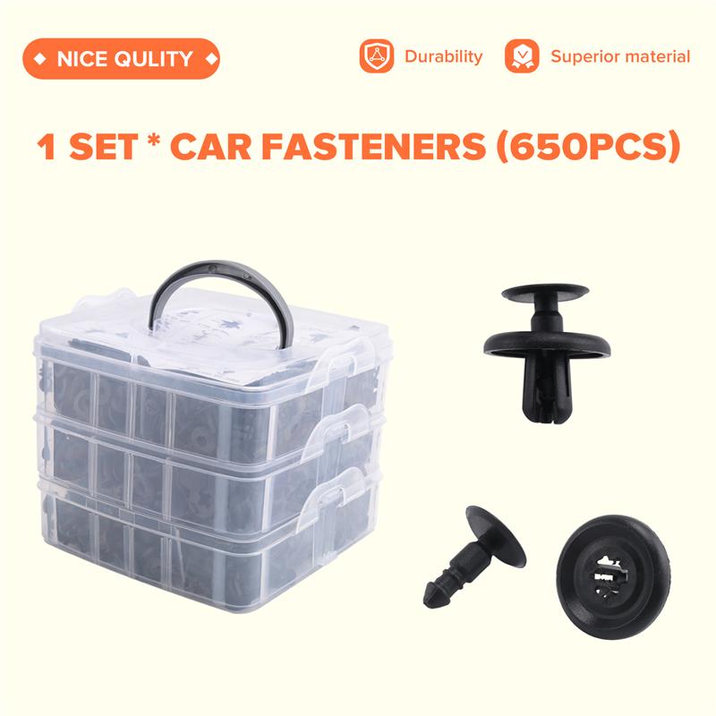Precise 650PCS Auto Fastener Clips Mixed Car Body Push Pin Rivet Bumper Door Trim Panel Retainer Fastener Kit Clips For Car