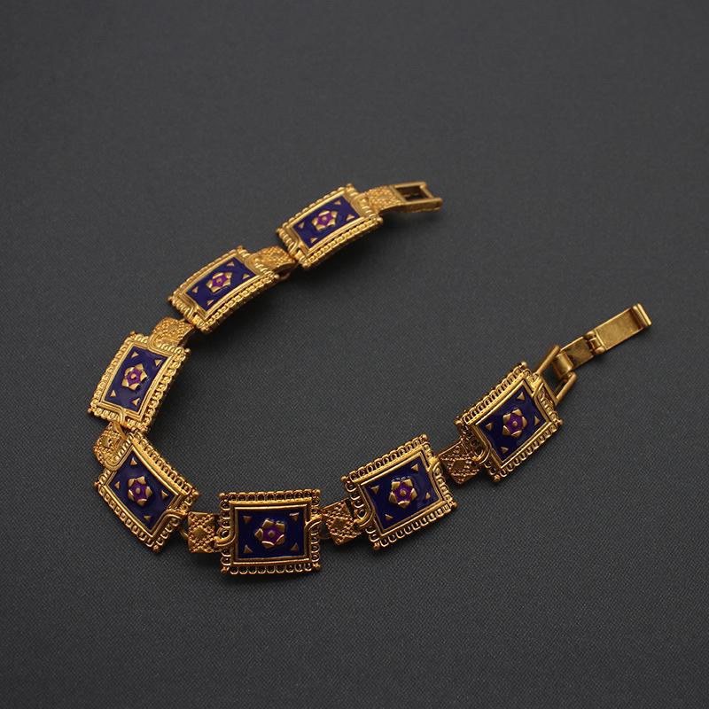 Vintage Violet Bangle & Enamel Sunflower Jewelry Set: Multilayer Bracelet with Flower Earrings for Women