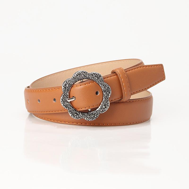 Women's Retro Floral Leather Belt - Stylish & Versatile Jeans Accessory