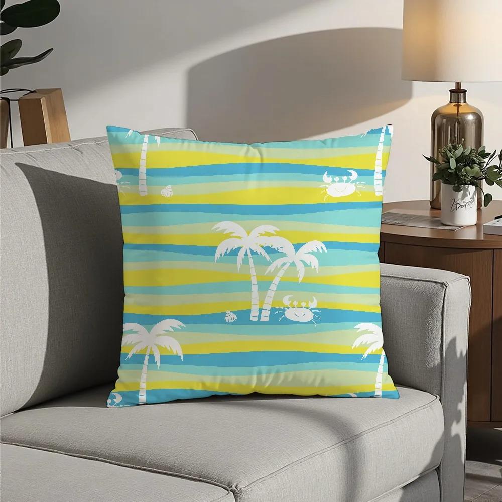 Single Side Printed Cushion Cover Palm Tree Flower Pillowcase Home Gift