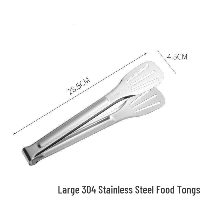 304 Stainless Steel Heat-Resistant Kitchen Tongs for Grilling, Frying, and Baking
