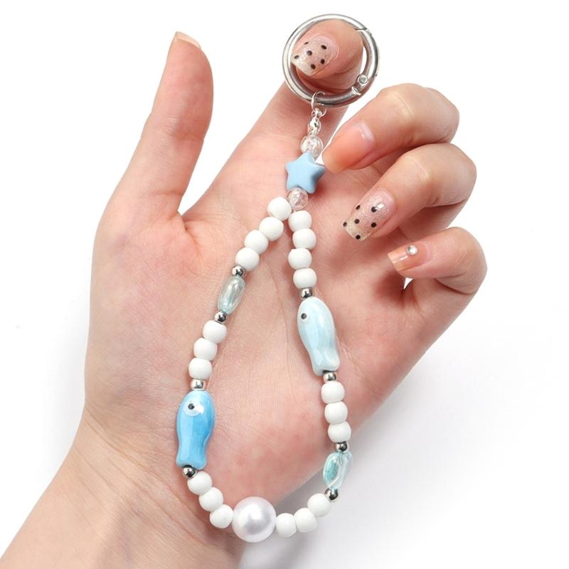 10 Pieces Artistic Double Sided Ceramic Fish Beads Crafting Supplies Spacers For Homemade Jewelry Phone Chains