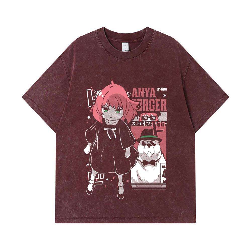 275 GSM Washed T-shirts 100% Cotton Spy x Family V3 Anya Bond Print Unisex Heavy Cotton T Shirt