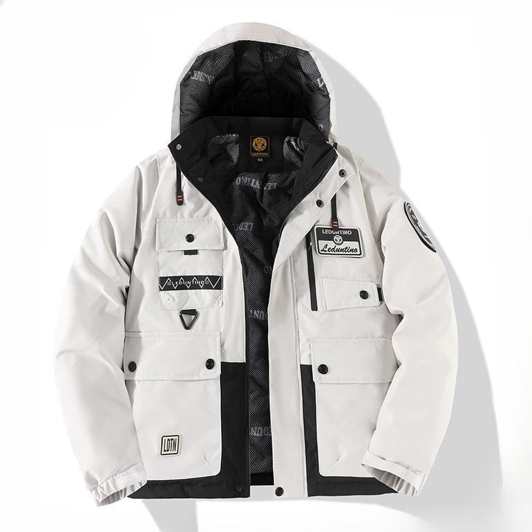 Men's Winter Coat With Multiple Pockets Windproof Thick Parka Jacket Warm Cargo Military Jackets Work Coat with Hooded Thermal Outerwear for Men