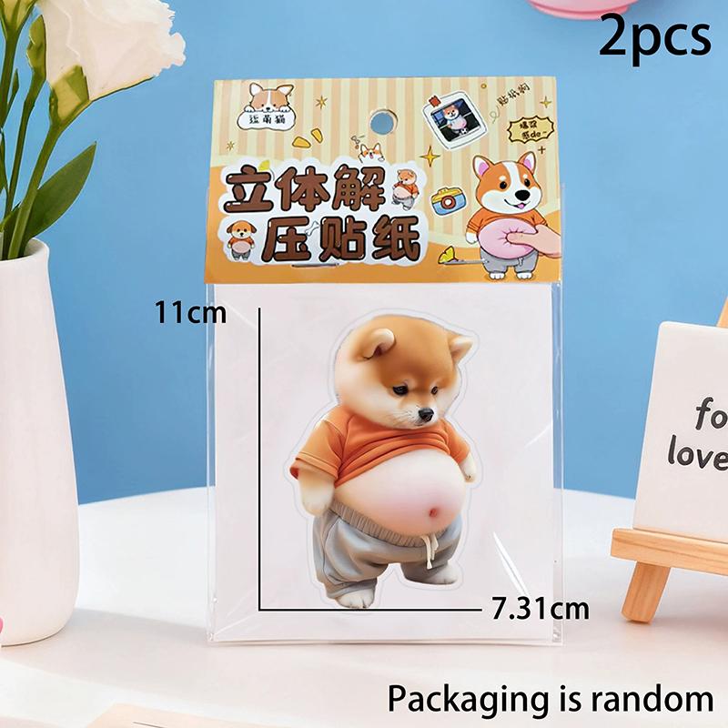 

2Pcs 3D Cute Puppy Sticker Squeezeable Shiba Inu Car Decoration Children s Birthday Party Favor Festival Supplies
