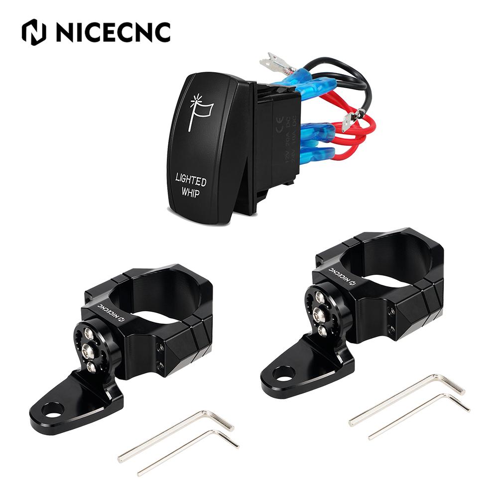 NiceCNC UTV ATV 1.75"-2" LED Light Flag Mount Bracket for Polaris RZR 1000 Can-Am Maverick X3 Yamaha Wolverine Universal Parts
