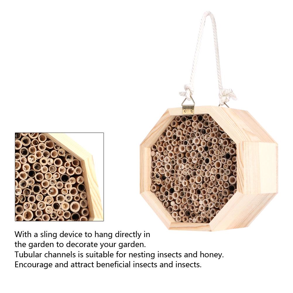 Wooden Insect Bee House Wood Bug Room Hotel Nesting Box for Outdoor Garden Decoration