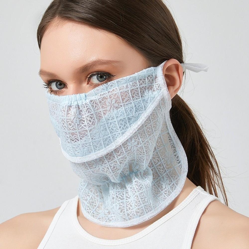 Dustproof Sunscreen Mask Neck Protection Mask Trend Lace Face Cover  Summer