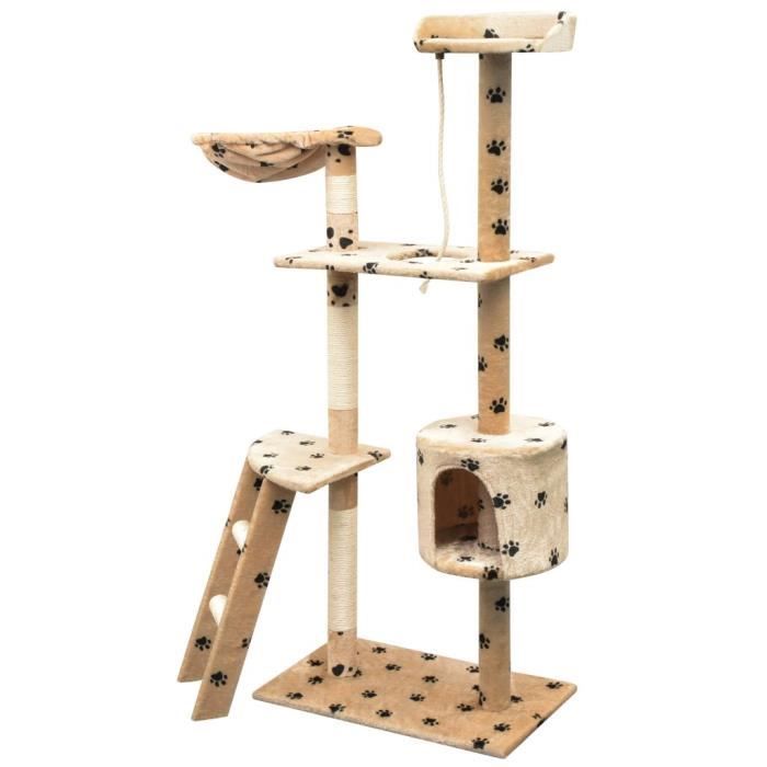 Arbre à chat - vidaXL - 150 cm - Beige - Sisal - Peluche douce