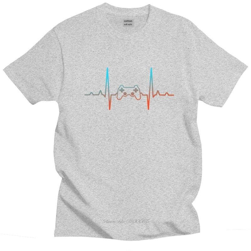 Electronic Games Heartbeat T Shirt Unisex Cotton Tshirt Graphic Tees Short Sleeves Game Controller Tshirts Fitted Clothing Merch