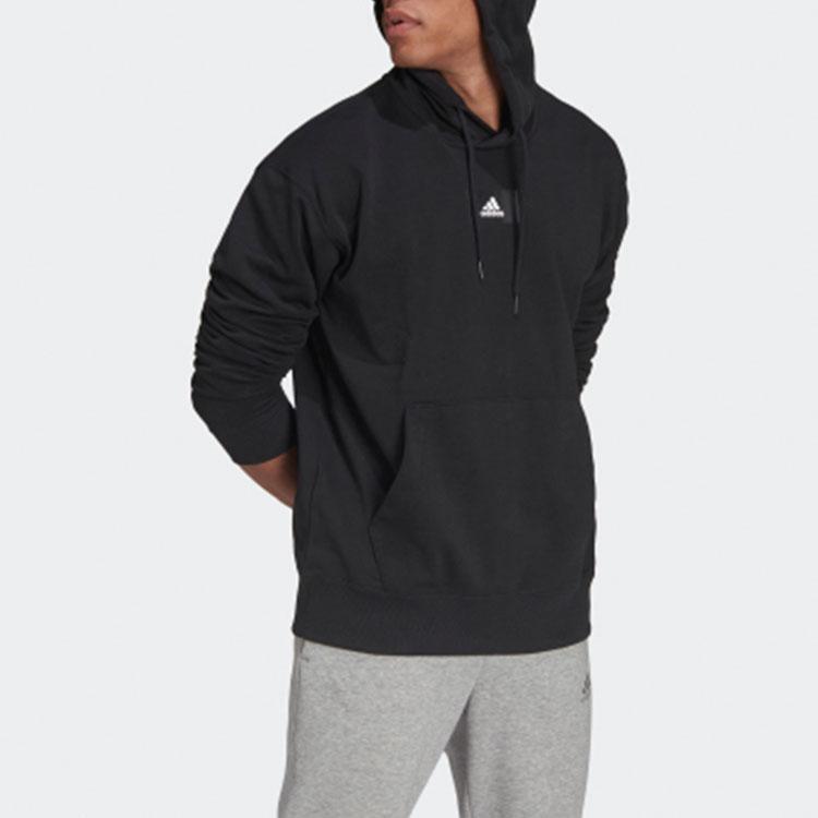 Adidas Logo Solid Color Sports Hoodie Men Tops Black HE4354