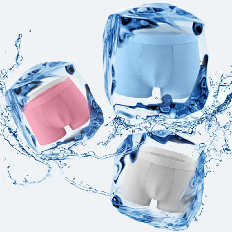 3 Pieces Men's Underwear Ice Silk Boxer Shorts Men Underpants Cool Breathable Sexy Thin Panties U Convex Lingerie L XL XXL 3XL 4XL