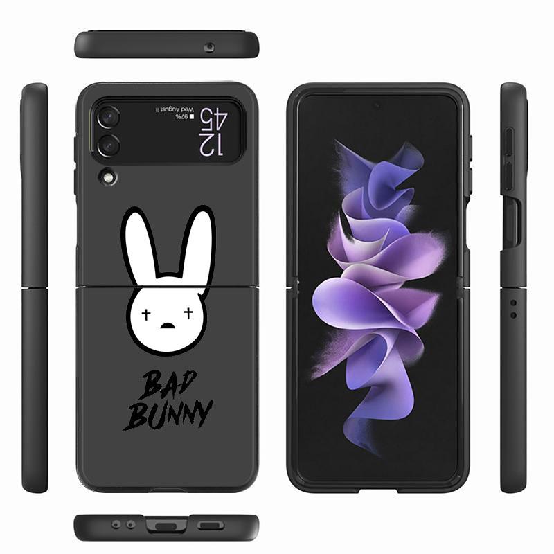 Custodia Bad Bunny X100pre Per Samsung Galaxy Z Flip 3 4 5G Nera Rigida PC Alloggiamento Telefono Z flip4 Lusso Coque Guscio