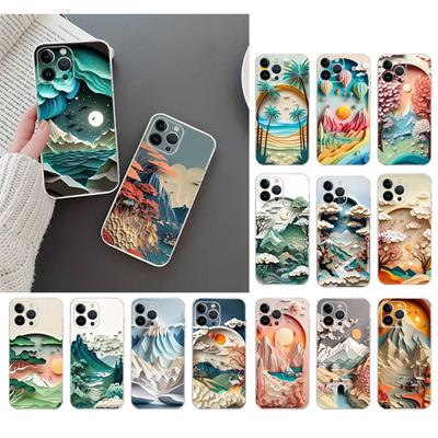 Capa de telefone com arte de paisagem para iPhone 15 14 Pro Max 13 12 11 Pro Max XSMax XR 12 13 mini 14 Plus