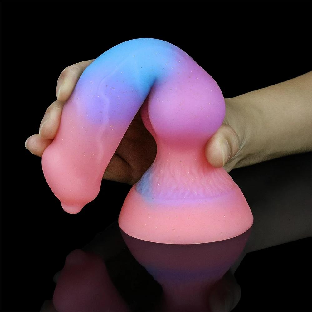 Super Soft Lightable Animal Penis Dog Dildo Adult Sex Toy Female Monster Cock Suction Cup Anal Toy Male Female Masturbation