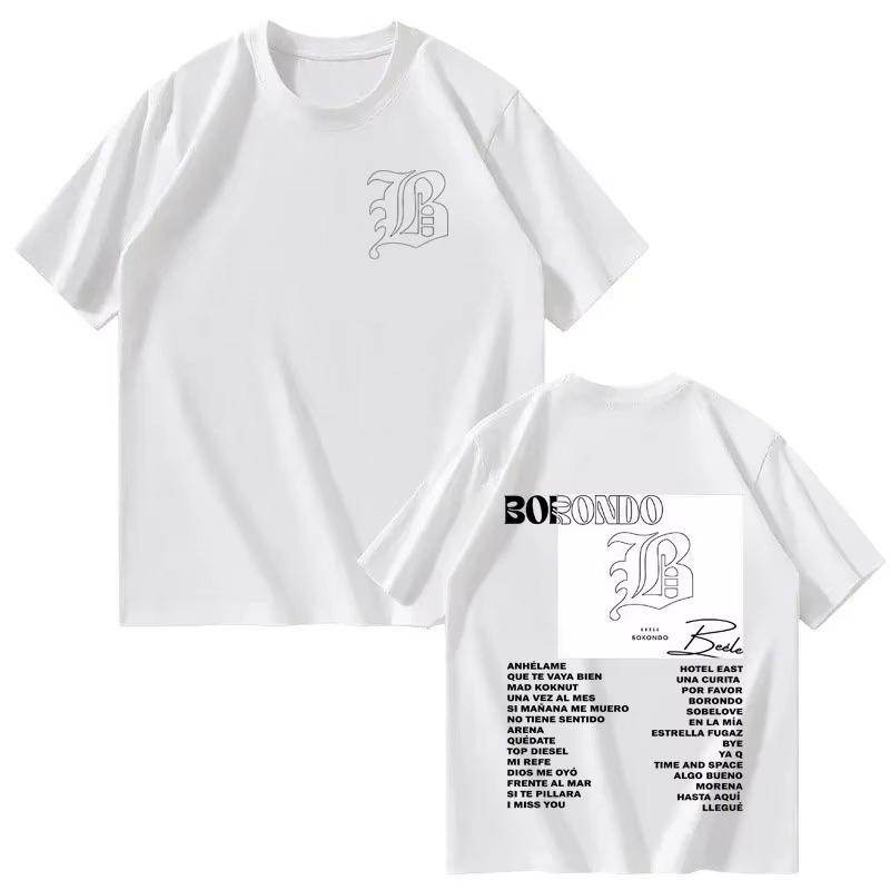 Hot Rapper Beele New Album Borondo Double Sided Print Graphics Merch 2026 Men Short Sleeve top Harajuku Casual Cozy Tshrit