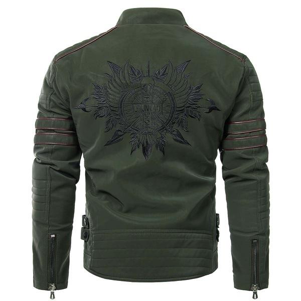 Jaqueta masculina de couro PU de outono e inverno para motocicleta