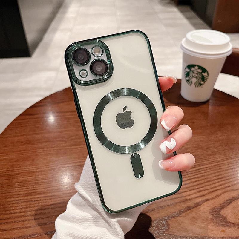 Suitable for Apple 15promax Phone Case 16, MagSafe with Lens Film 13, Transparent 14Pro Magnetic Case
