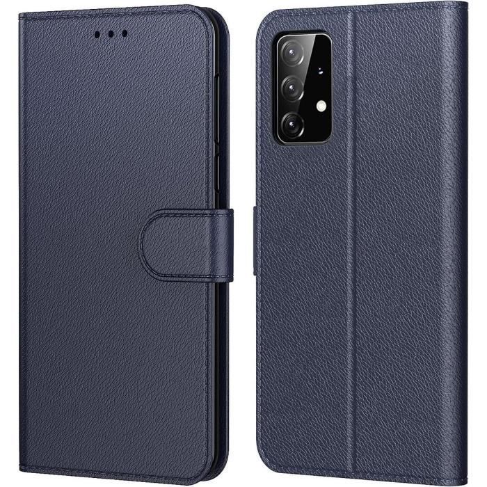 Coque de protection pour samsung galaxy a23 5g - booling - effet cuir bleu marine - anti-choc et anti rayure