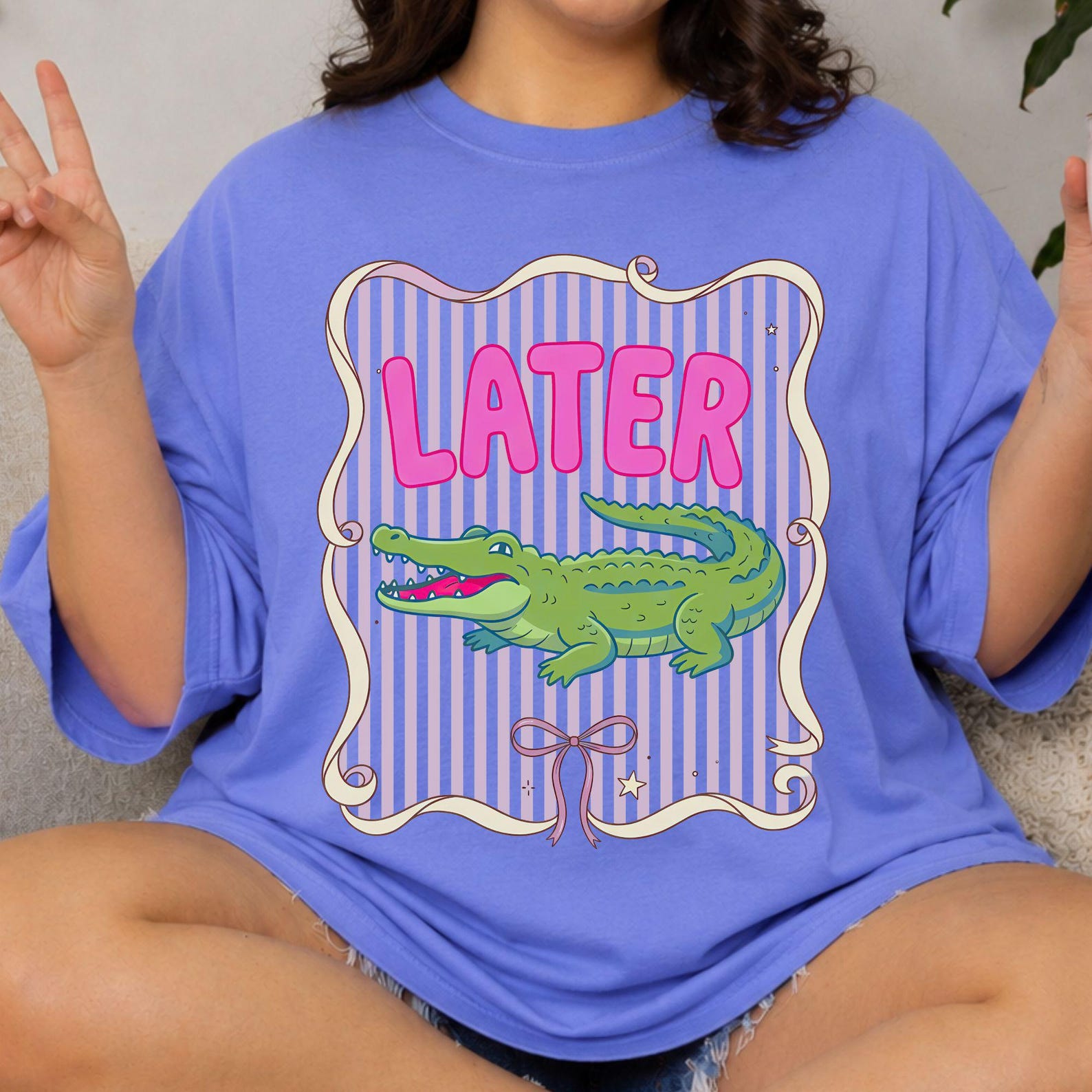 Plus Size Later Alligator T-Shirt, Preppy Alligator Tee For Women, See You Later Alligator, Crocodile Graphic Tee Gift, Comfort Colors Shirt 2XL