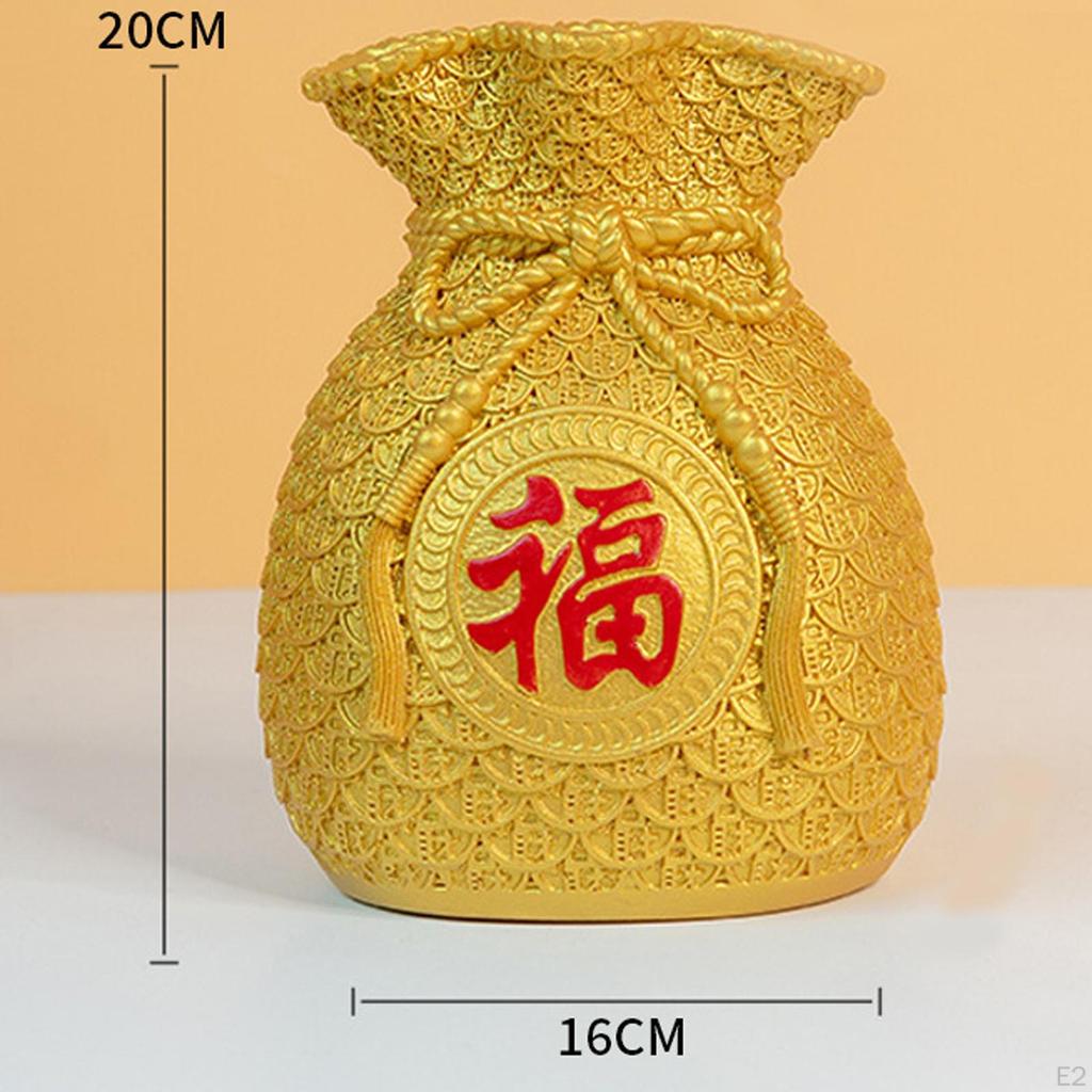Chinese Flower Vase, Ornament Art Decorative Collectible Blessing Bag Shape Statue for Wedding Gifts