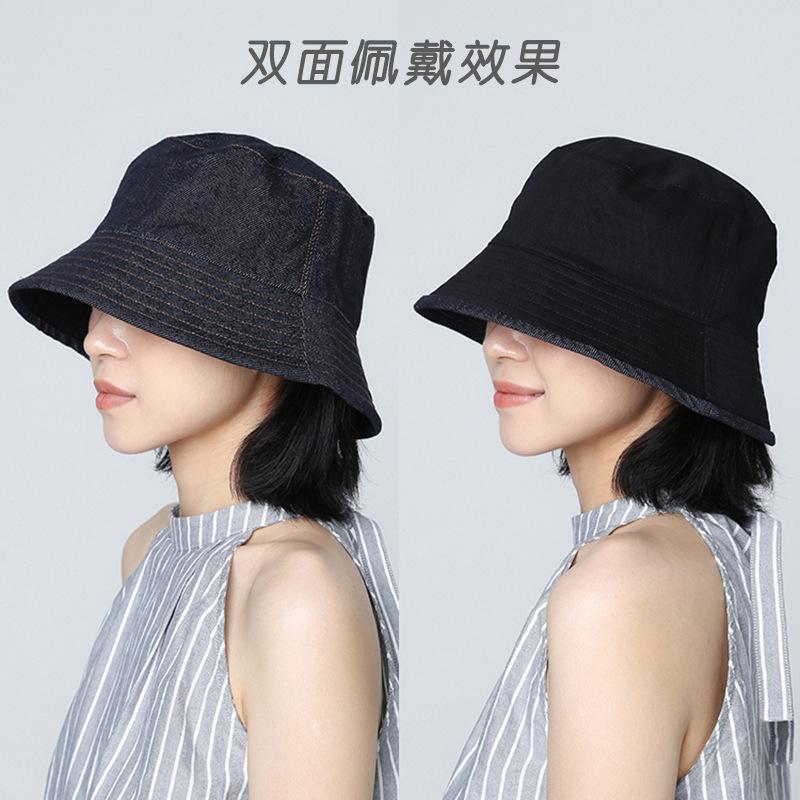 Double-sided Can Wear New Cowboy Hat Bucket Hat Autumn and Winter Women's Outdoor Sunscreen Hat Big Head Circumference Sunshade Basin Hat