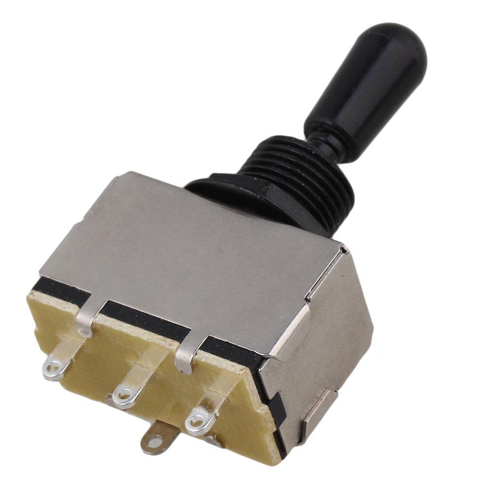 BQLZR Black Electric Guitar Enclosed 3 Way Toggle Switch Pickup Selector Switch with Black Cap