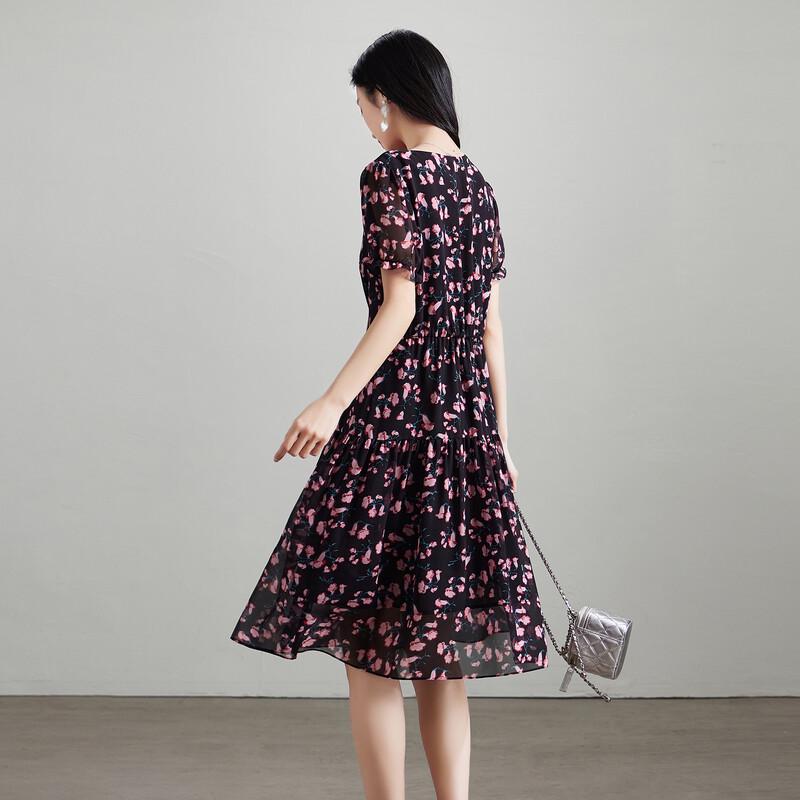 SOFSIL French Elegant Floral Bubble Sleeve Dress