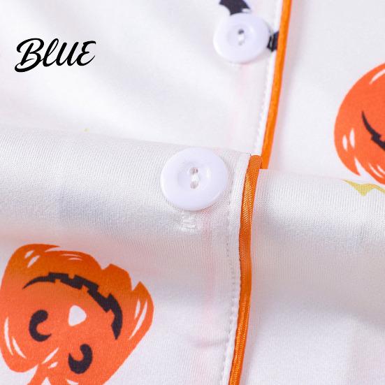 Women Button-up Pajama Set Women's Halloween Pajamas Sets 2 Piece Ghost Pumpkin Print Shirts Loose