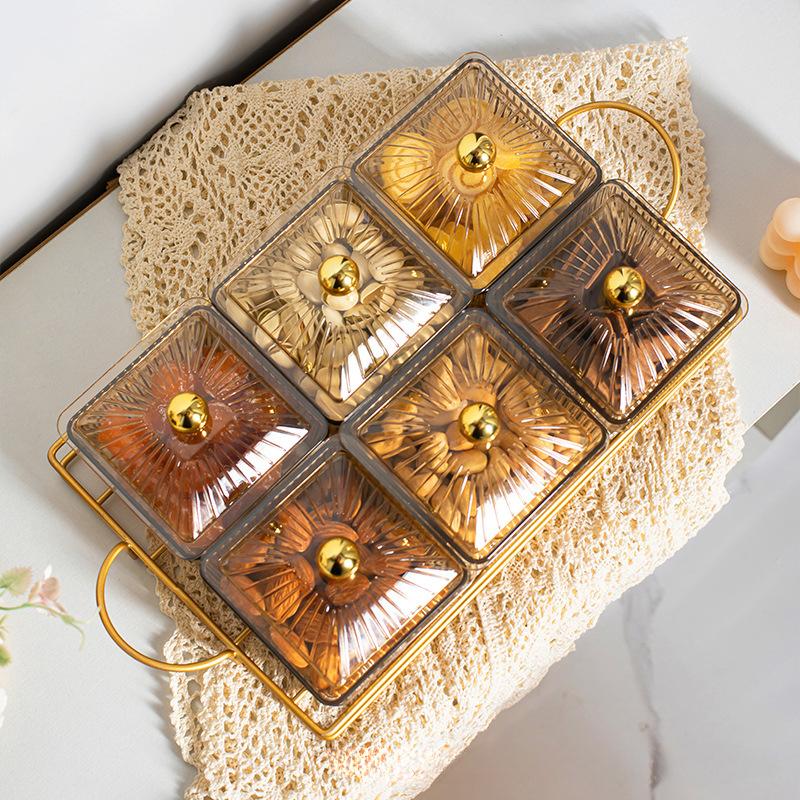 Plastic Dried Fruit Dish for Home Living Room Snack Plate Snack Snack Fruit Plate Display Plate Divided Candy with Lid
