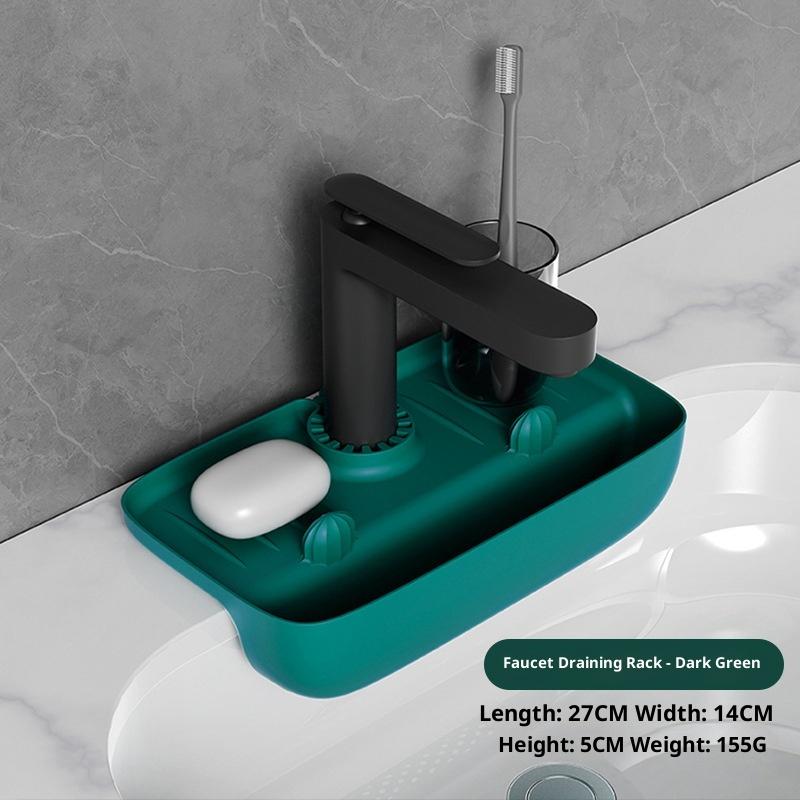 Silicone Kitchen Faucet Mat Splash Guard Sink Mat With Sponge Holder Caddy Catcher Bathroom Countertop Mat