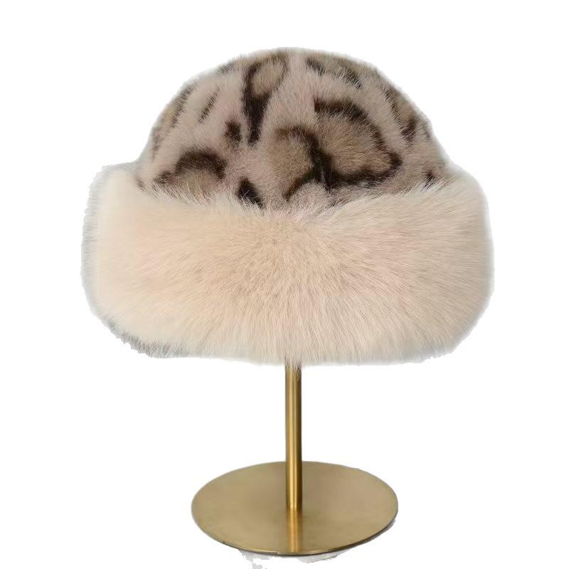 Leopardenmuster Plüsch Mongolische Mütze: Wintermode für Damen