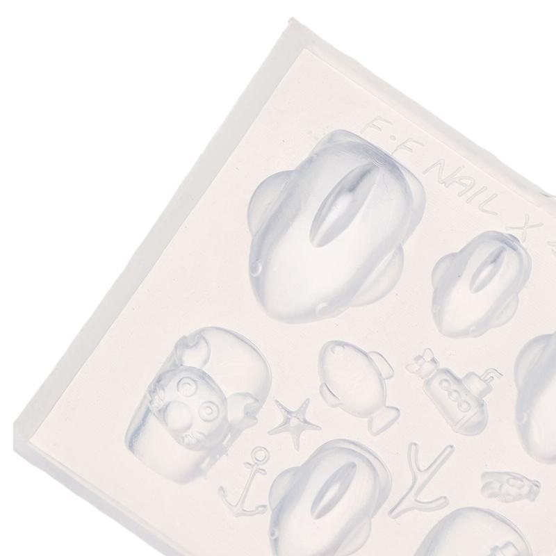 Silicone Nail Art Mold With Small Shark Crab Drift Bottle Designs For Manicure Fashionable Nail Art Design Mould