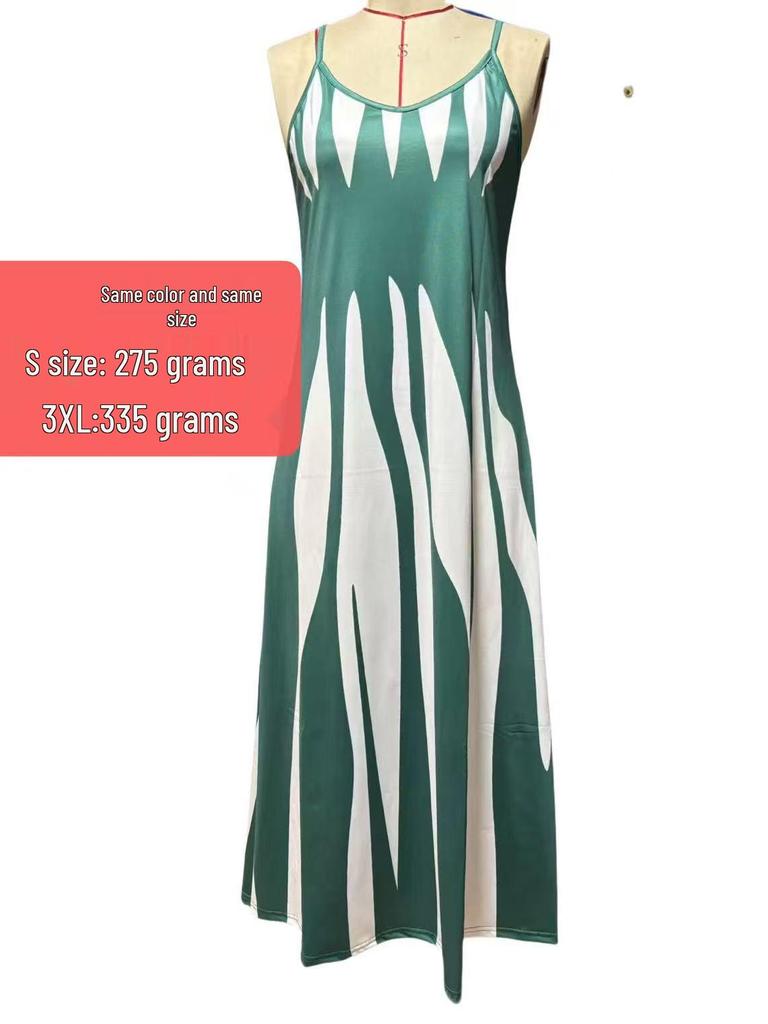 Women's Summer 2026 Color Block Print Loose Sling Dress