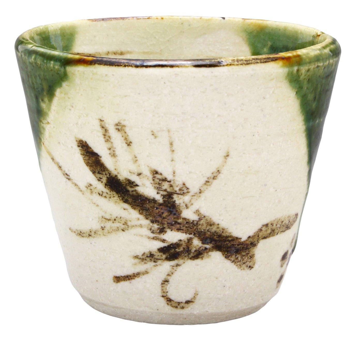 

Seto ware Nakajima Shiokusa soba choko diameter x Oribe iron Made in Japan Oribe Utsuwa (soba cup) approx. 8.5cm 7.3cm height, painting, 004-0050 зелёный